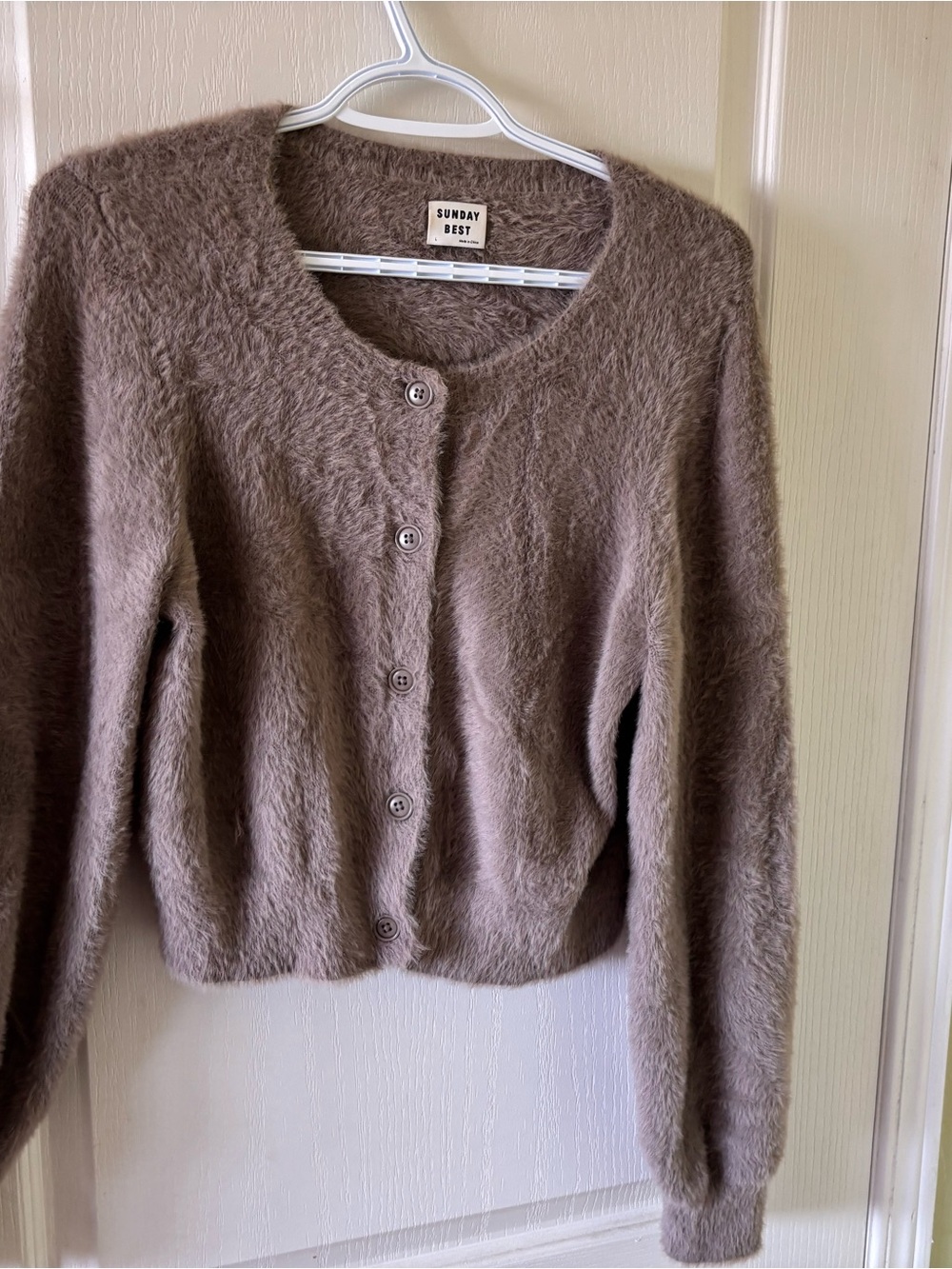 Sunday Best Cozy Hush Free Button Cardigan in Taupe Brown